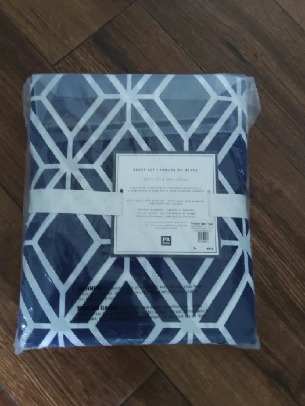 💥NEW💥Pottery Barn Teen Navy & White Diamond Geo Sheet Set - Picture 2 of 3